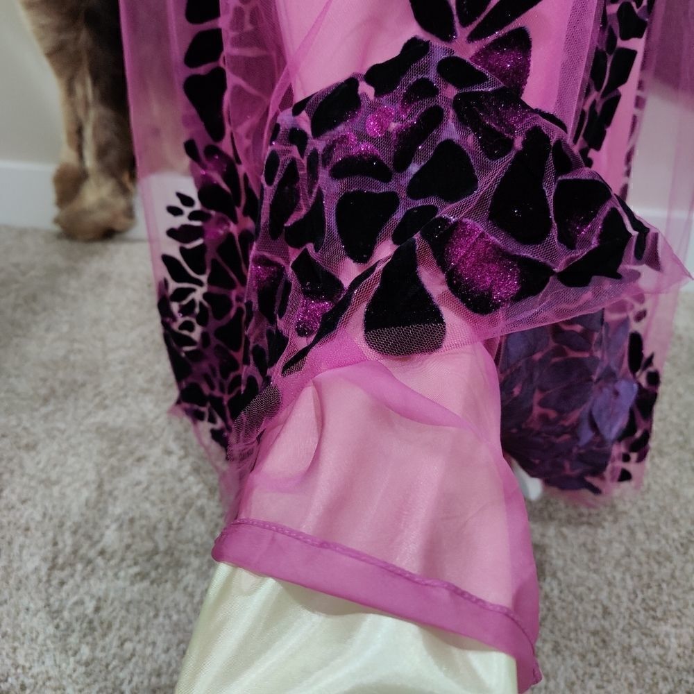 Stunning Silk Purple Gradient Glitter Floral Beaded & Sequined Gown - Picture 12 of 16